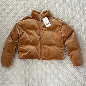 NWT velour cropped puffer jacket